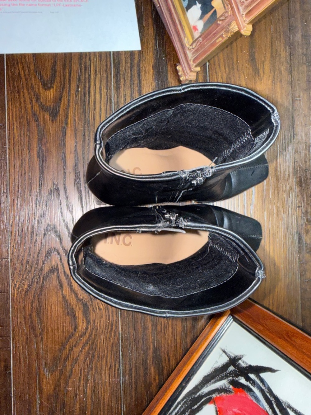 Women's Black Leather Square-Toe Ankle Boots INC SIZE 8 1/2 or 39 1/2 - Picture 11 of 12